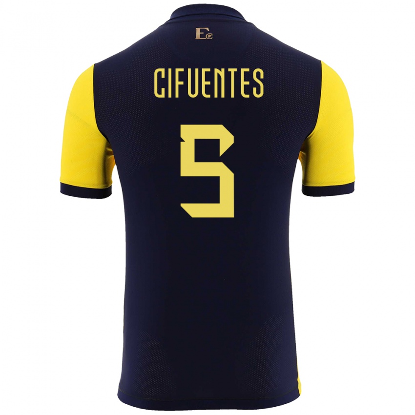 Homem Camisola Equador Jose Cifuentes #5 Amarelo Principal 24-26 Camisa