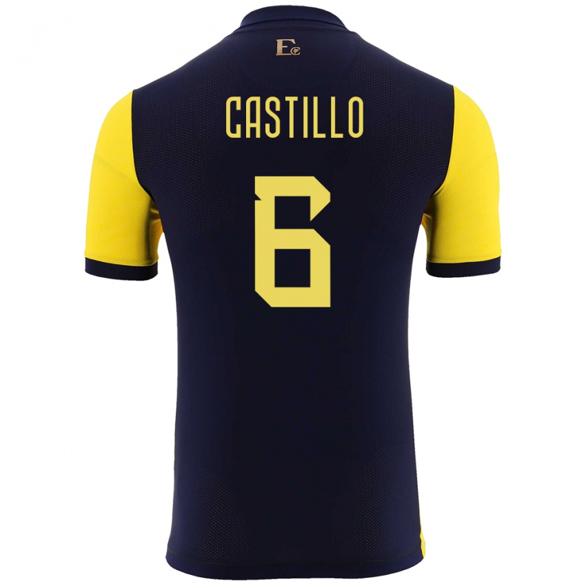 Homem Camisola Equador Byron Castillo #6 Amarelo Principal 24-26 Camisa
