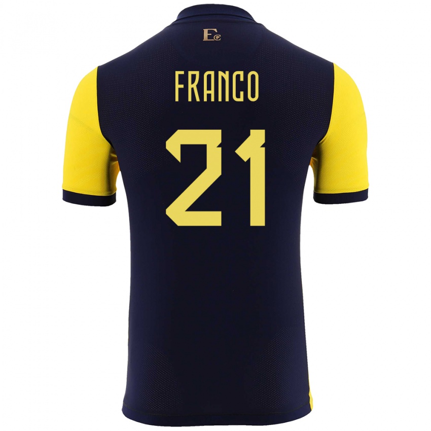Homem Camisola Equador Alan Franco #21 Amarelo Principal 24-26 Camisa