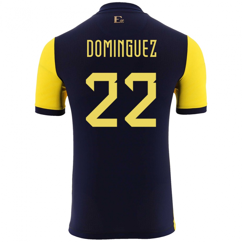 Homem Camisola Equador Alexander Dominguez #22 Amarelo Principal 24-26 Camisa