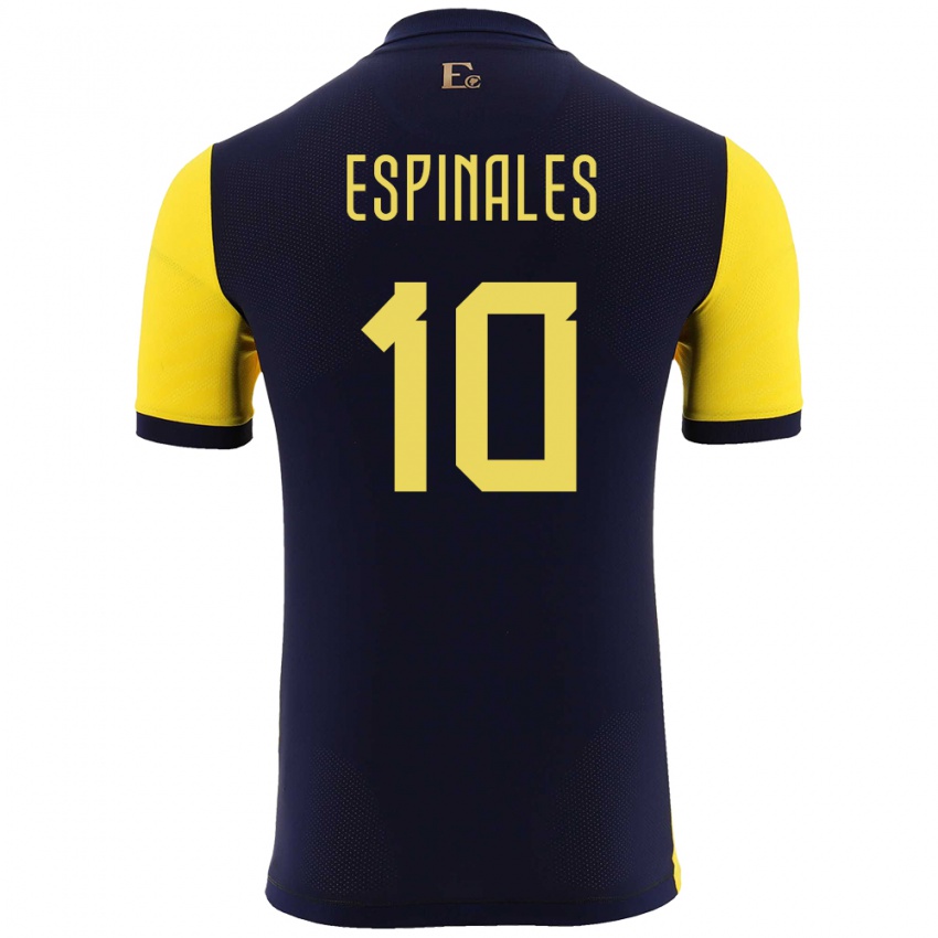 Homem Camisola Equador Joselyn Espinales #10 Amarelo Principal 24-26 Camisa