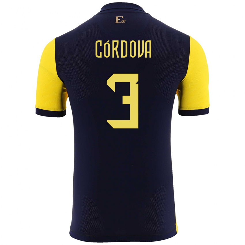 Homem Camisola Equador Luis Cordova #3 Amarelo Principal 24-26 Camisa