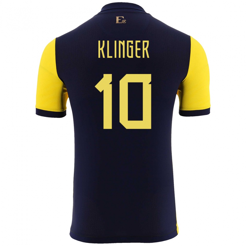 Homem Camisola Equador Jose Klinger #10 Amarelo Principal 24-26 Camisa