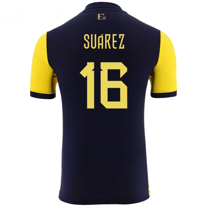 Homem Camisola Equador Ariel Suarez #16 Amarelo Principal 24-26 Camisa