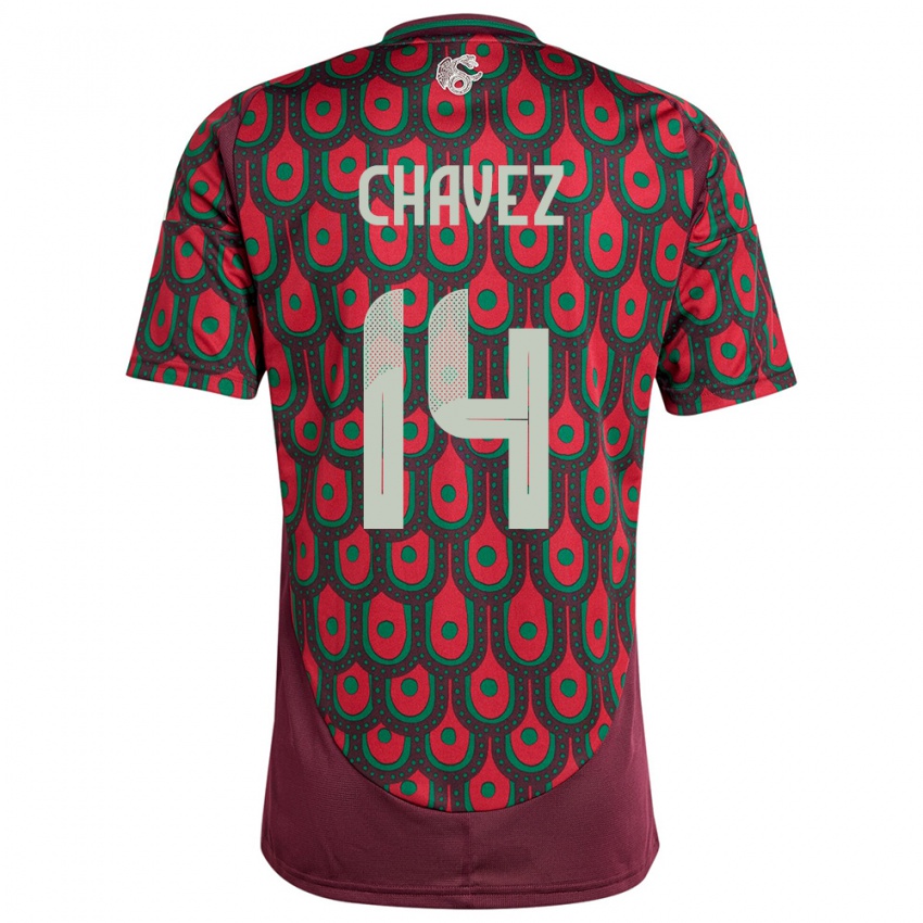 Homem Camisola México Luis Chavez #14 Marrom Principal 24-26 Camisa