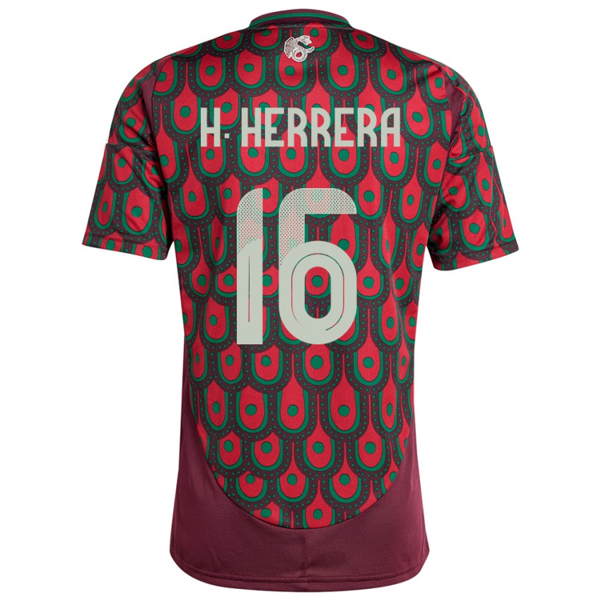 Homem Camisola México Hector Herrera #16 Marrom Principal 24-26 Camisa
