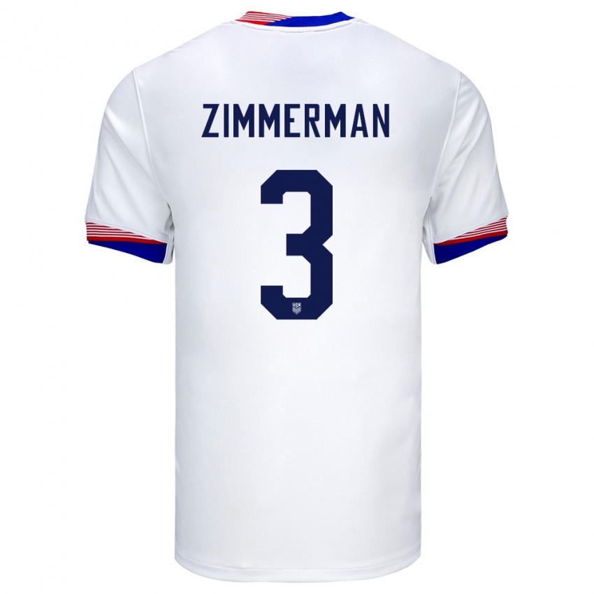 Homem Camisola Estados Unidos Walker Zimmerman #3 Branco Principal 24-26 Camisa