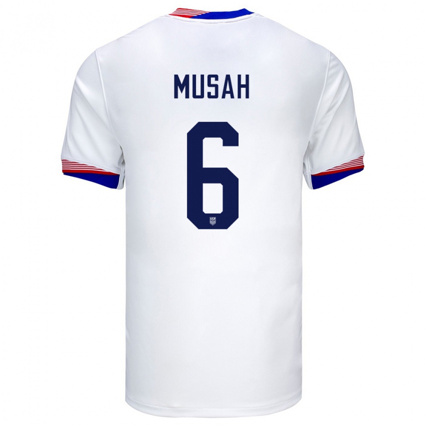 Homem Camisola Estados Unidos Yunus Musah #6 Branco Principal 24-26 Camisa