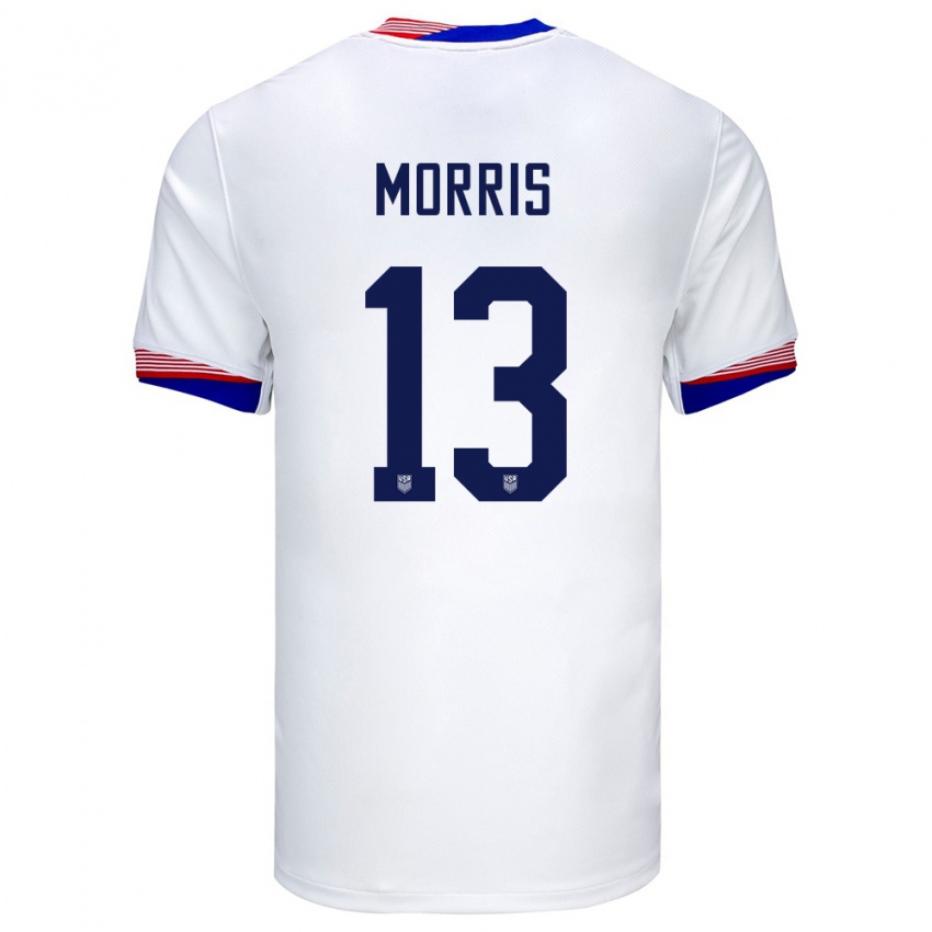 Homem Camisola Estados Unidos Jordan Morris #13 Branco Principal 24-26 Camisa