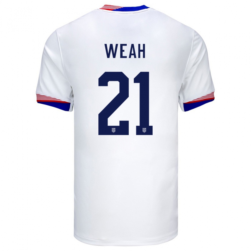 Homem Camisola Estados Unidos Timothy Weah #21 Branco Principal 24-26 Camisa