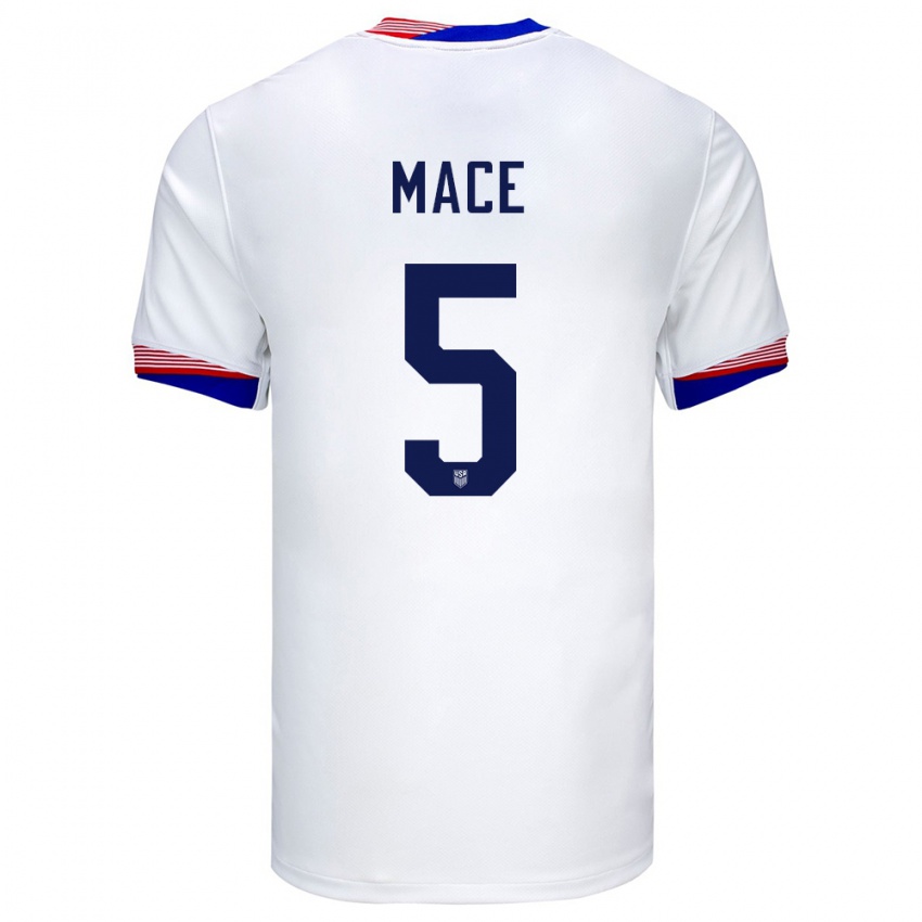 Homem Camisola Estados Unidos Hailie Mace #5 Branco Principal 24-26 Camisa