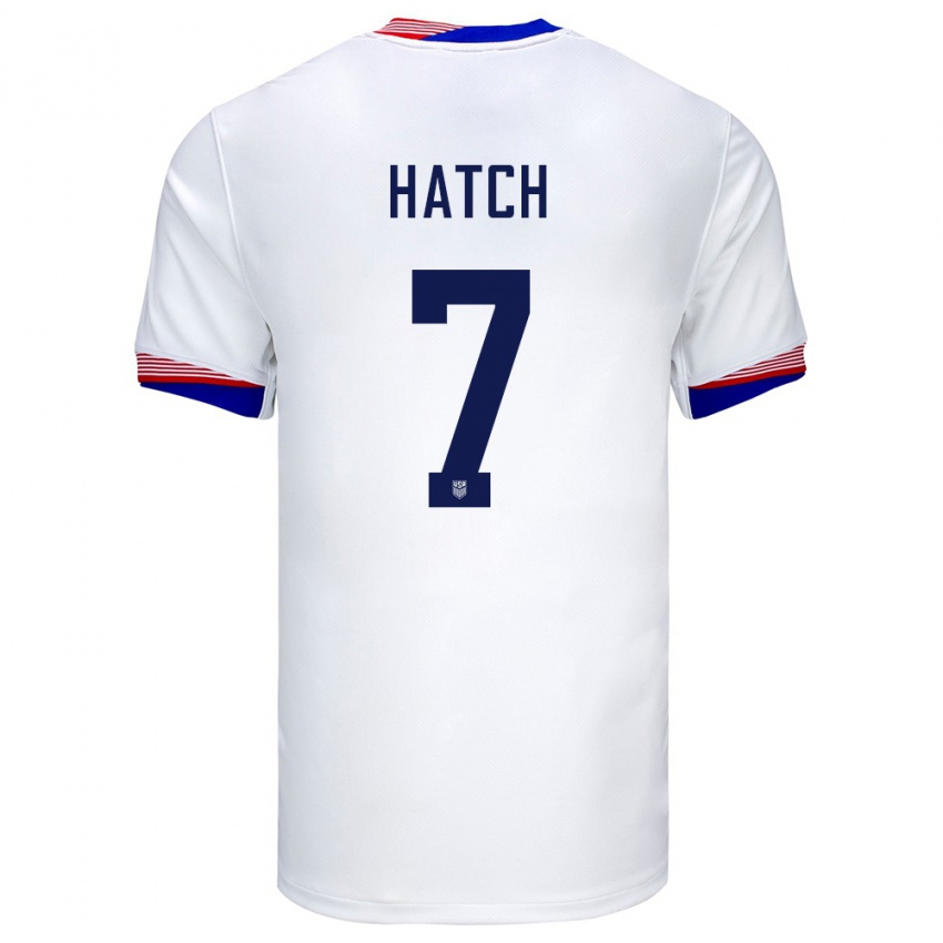 Homem Camisola Estados Unidos Ashley Hatch #7 Branco Principal 24-26 Camisa