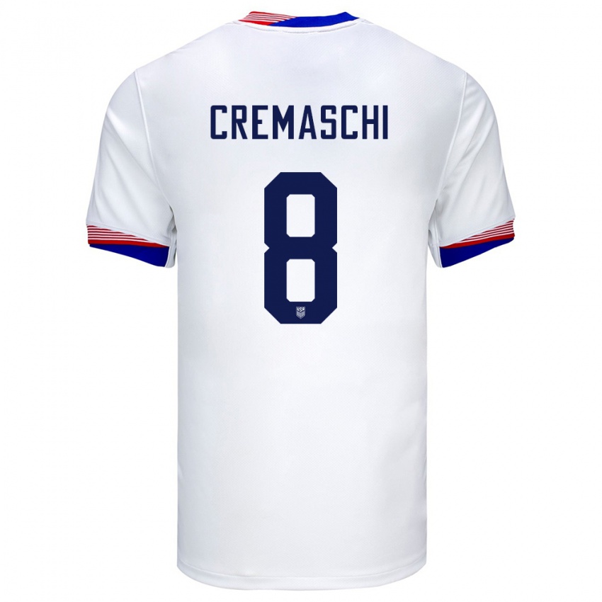 Homem Camisola Estados Unidos Benjamin Cremaschi #8 Branco Principal 24-26 Camisa