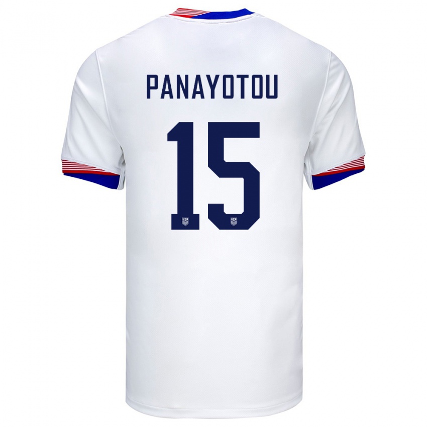 Homem Camisola Estados Unidos Jack Panayotou #15 Branco Principal 24-26 Camisa