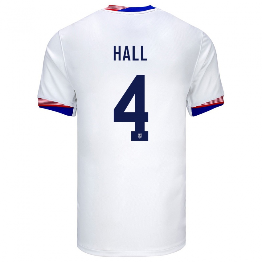 Homem Camisola Estados Unidos Tyler Hall #4 Branco Principal 24-26 Camisa
