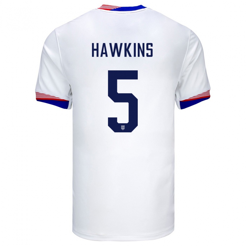 Homem Camisola Estados Unidos Stuart Hawkins #5 Branco Principal 24-26 Camisa