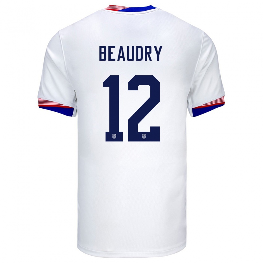 Homem Camisola Estados Unidos Adam Beaudry #12 Branco Principal 24-26 Camisa