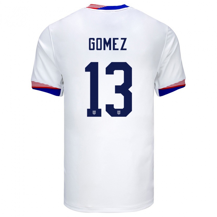 Homem Camisola Estados Unidos Jonathan Gomez #13 Branco Principal 24-26 Camisa