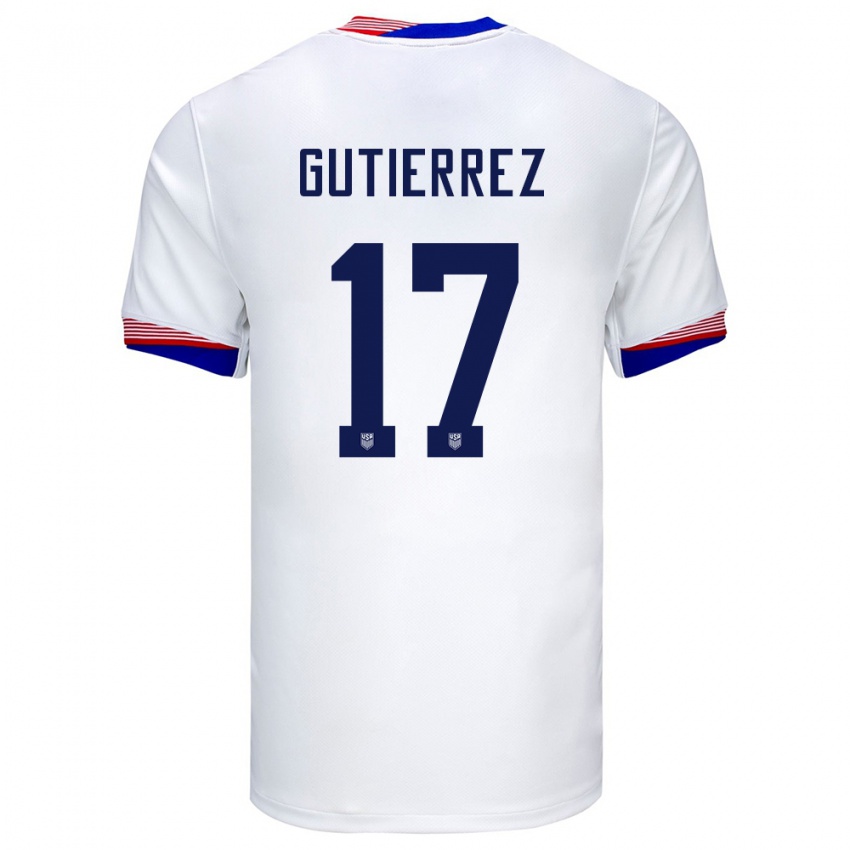 Homem Camisola Estados Unidos Brian Gutierrez #17 Branco Principal 24-26 Camisa