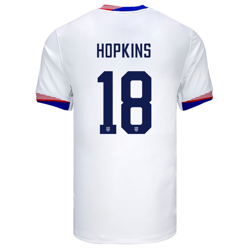 Homem Camisola Estados Unidos Jackson Hopkins #18 Branco Principal 24-26 Camisa
