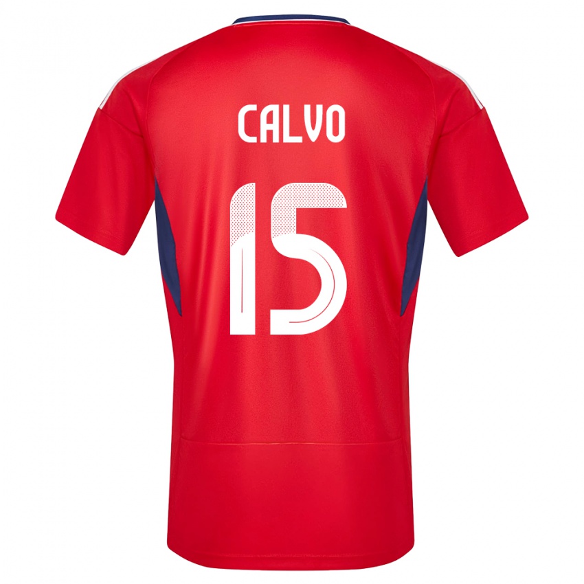 Homem Camisola Costa Rica Francisco Calvo #15 Vermelho Principal 24-26 Camisa