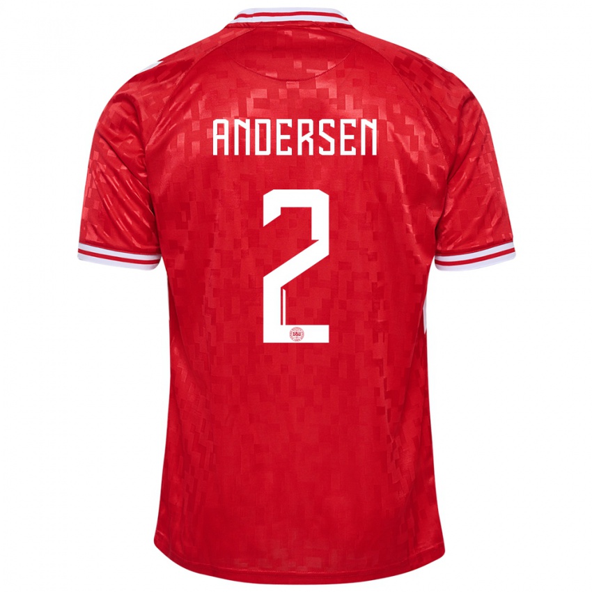 Homem Camisola Dinamarca Joachim Andersen #2 Vermelho Principal 24-26 Camisa