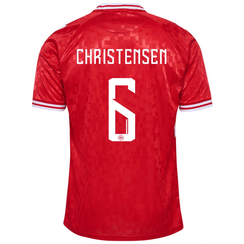 Homem Camisola Dinamarca Andreas Christensen #6 Vermelho Principal 24-26 Camisa