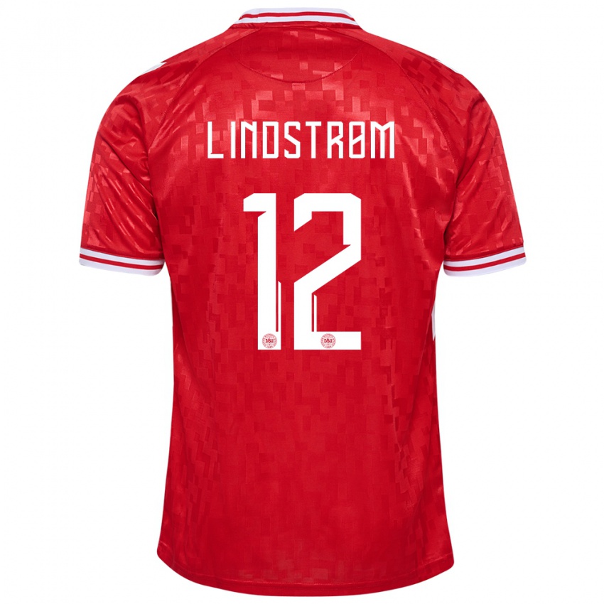 Homem Camisola Dinamarca Jesper Lindstrom #12 Vermelho Principal 24-26 Camisa