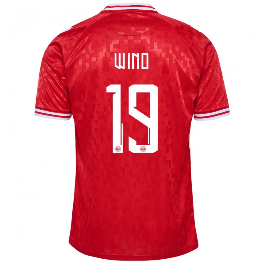 Homem Camisola Dinamarca Jonas Wind #19 Vermelho Principal 24-26 Camisa
