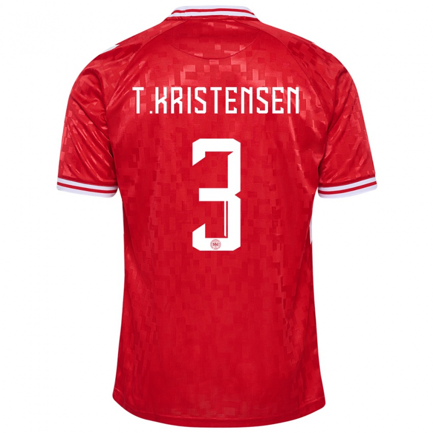 Homem Camisola Dinamarca Thomas Kristensen #3 Vermelho Principal 24-26 Camisa