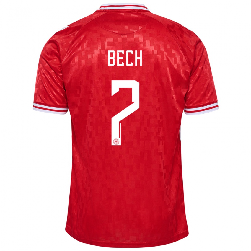 Homem Camisola Dinamarca Tobias Bech #7 Vermelho Principal 24-26 Camisa