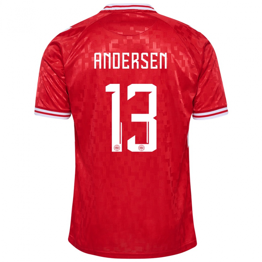 Homem Camisola Dinamarca Frej Andersen #13 Vermelho Principal 24-26 Camisa
