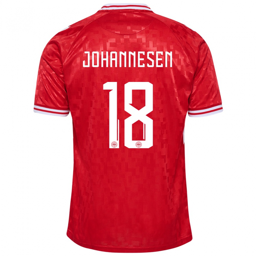 Homem Camisola Dinamarca Sofus Johannesen #18 Vermelho Principal 24-26 Camisa