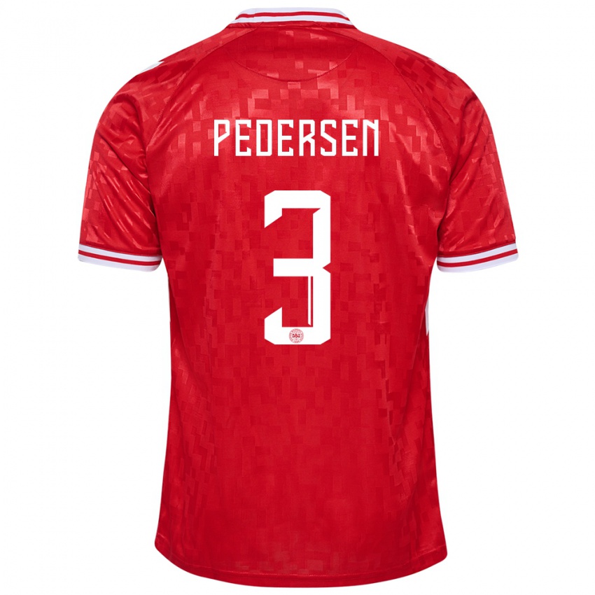 Homem Camisola Dinamarca Stine Ballisager Pedersen #3 Vermelho Principal 24-26 Camisa