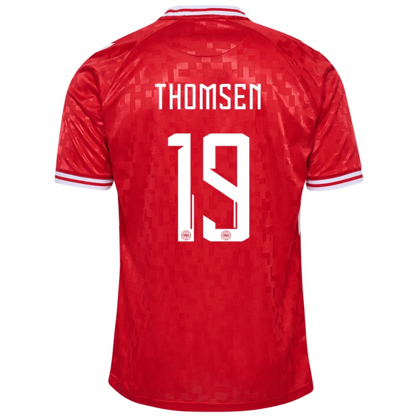Homem Camisola Dinamarca Janni Thomsen #19 Vermelho Principal 24-26 Camisa