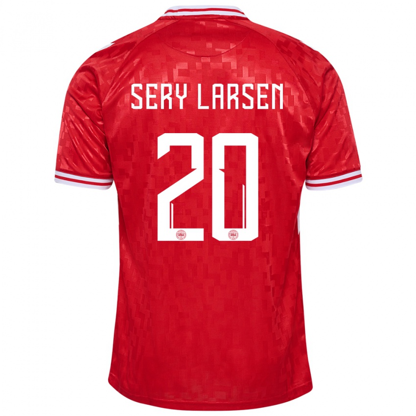 Homem Camisola Dinamarca Japhet Sery Larsen #20 Vermelho Principal 24-26 Camisa