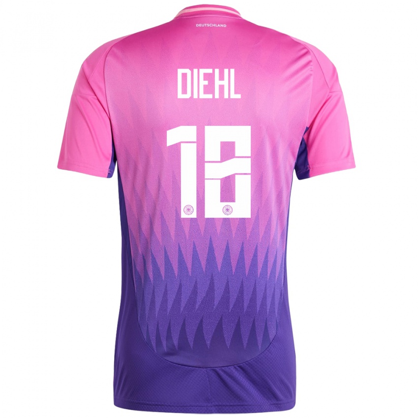 Homem Camisola Alemanha Justin Diehl #18 Rosa Roxo Alternativa 24-26 Camisa
