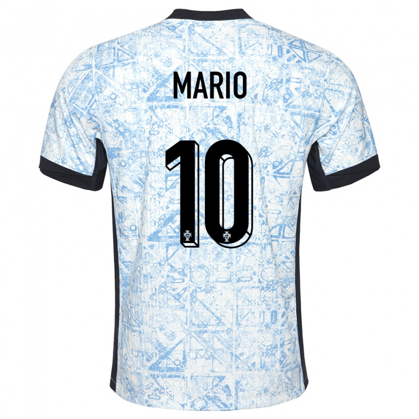 Homem Camisola Portugal Joao Mario #10 Azul Creme Alternativa 24-26 Camisa