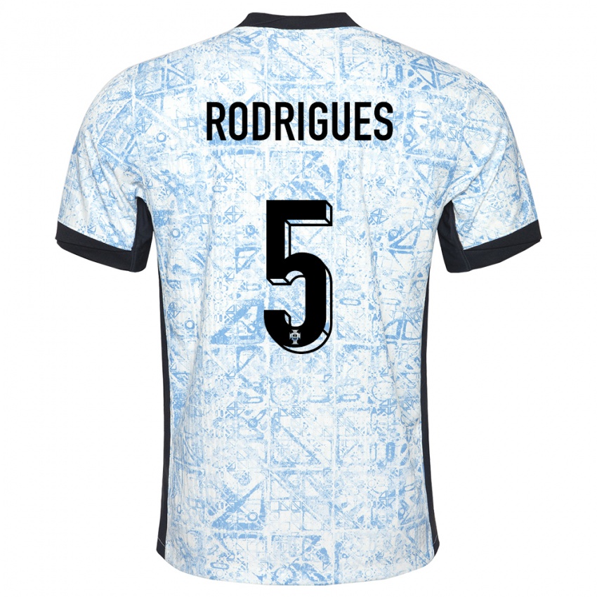 Homem Camisola Portugal Rafael Rodrigues #5 Azul Creme Alternativa 24-26 Camisa