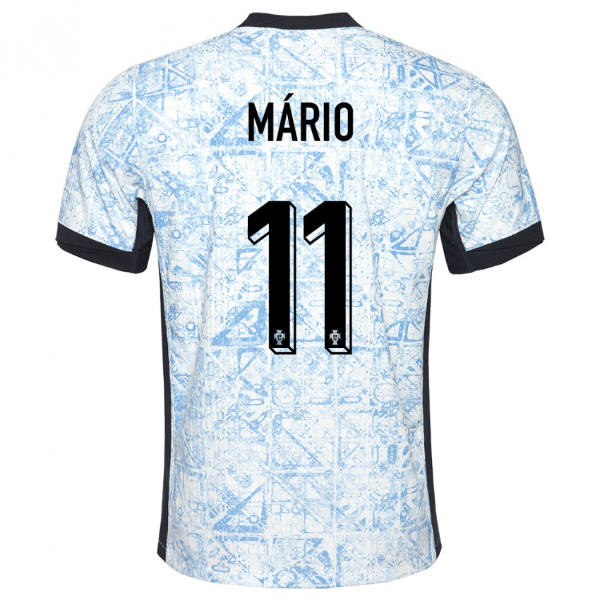 Homem Camisola Portugal Joao Mario #11 Azul Creme Alternativa 24-26 Camisa