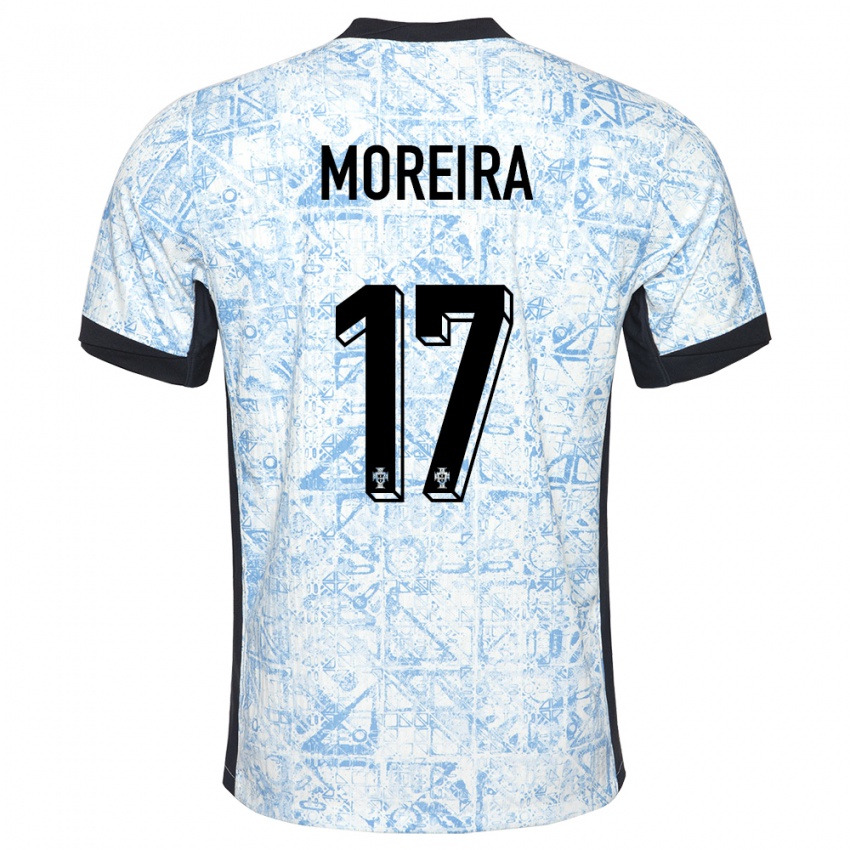 Homem Camisola Portugal Afonso Moreira #17 Azul Creme Alternativa 24-26 Camisa