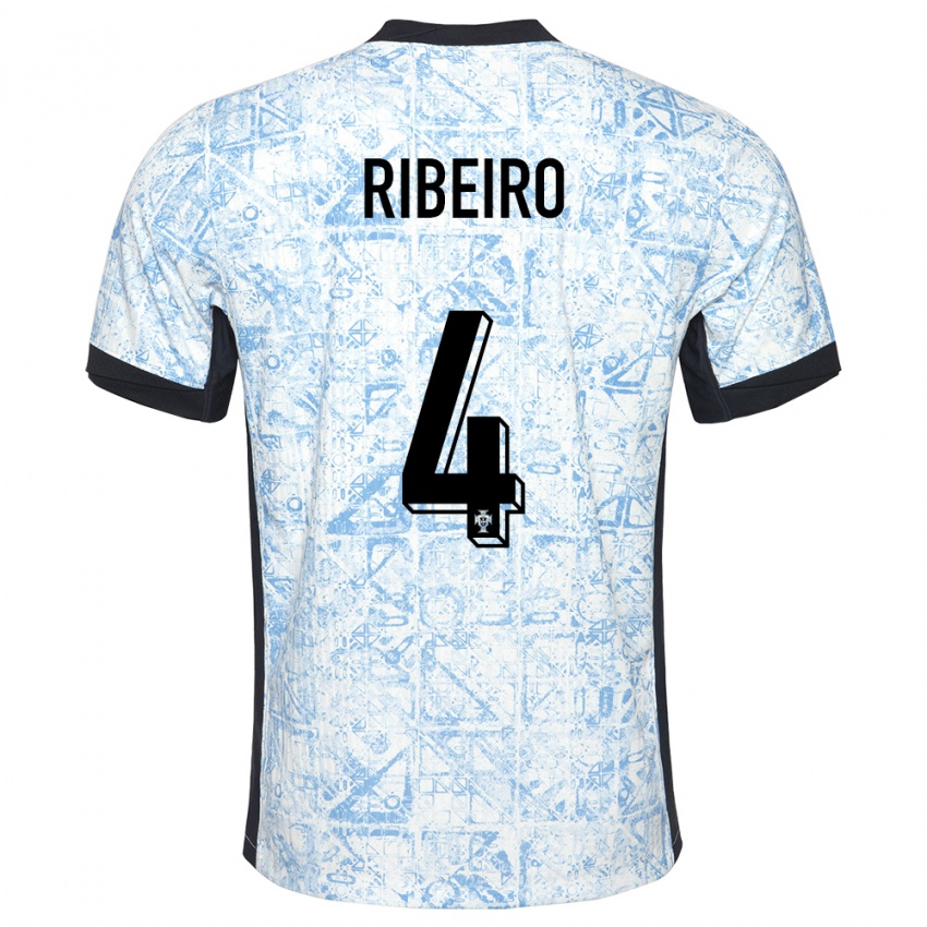 Homem Camisola Portugal Ricardo Ribeiro #4 Azul Creme Alternativa 24-26 Camisa