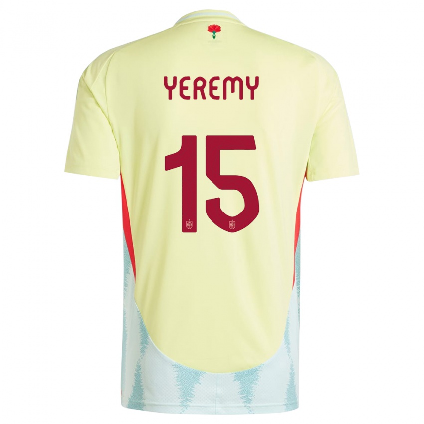 Homem Camisola Espanha Yeremy Pino #15 Amarelo Alternativa 24-26 Camisa