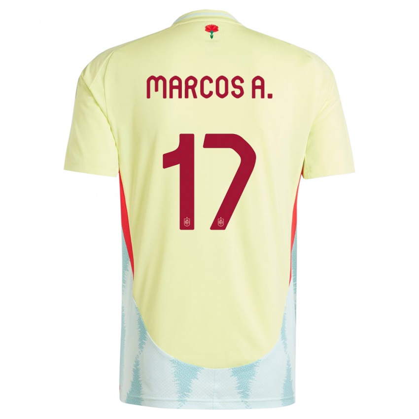 Homem Camisola Espanha Marcos Alonso #17 Amarelo Alternativa 24-26 Camisa