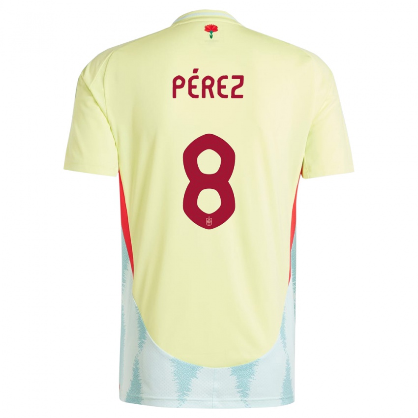 Homem Camisola Espanha Dani Perez #8 Amarelo Alternativa 24-26 Camisa