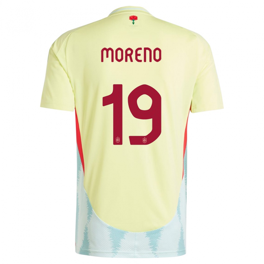 Homem Camisola Espanha Victor Moreno #19 Amarelo Alternativa 24-26 Camisa