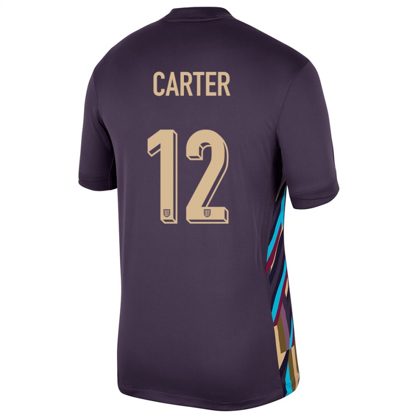 Homem Camisola Inglaterra Jess Carter #12 Passa Escura Alternativa 24-26 Camisa