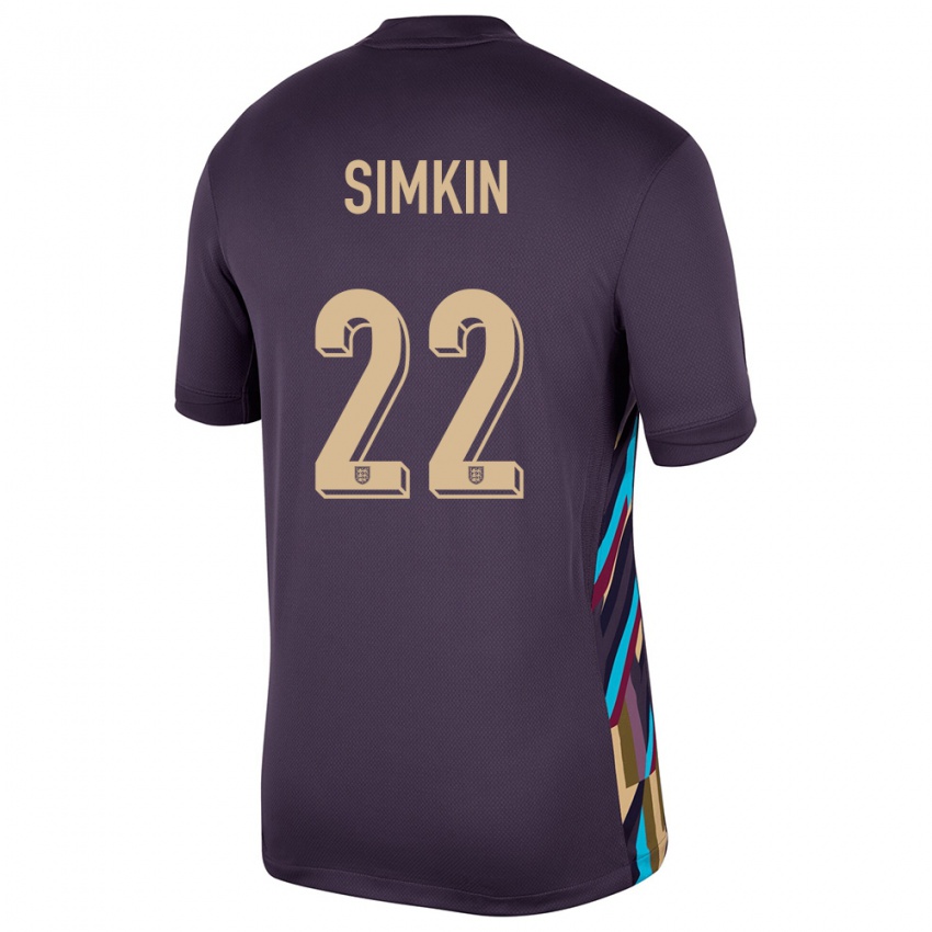 Homem Camisola Inglaterra Tommy Simkin #22 Passa Escura Alternativa 24-26 Camisa