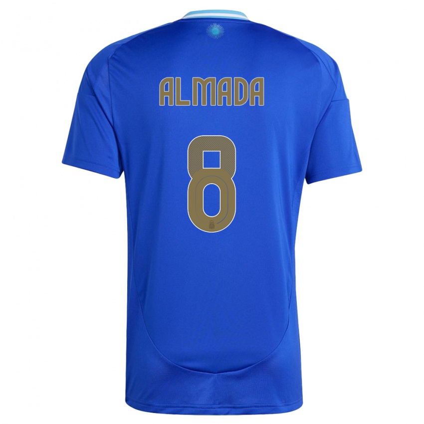 Homem Camisola Argentina Thiago Almada #8 Azul Alternativa 24-26 Camisa