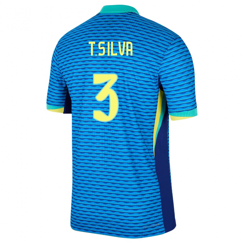 Homem Camisola Brasil Thiago Silva #3 Azul Alternativa 24-26 Camisa